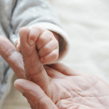 孫と握手
