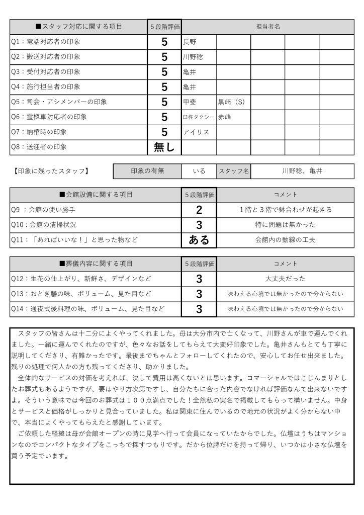 大の葬祭　2021年11月9日_やよい会館　絆_11月20日_川野家